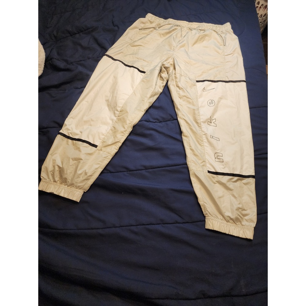 Nike Sportswear Womens Tan Windbreaker Track Pants Mesh Lined Joggers Large